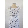 VINTAGE WHITE BLACK COACH PRINT TWO PIECE TOP SKIRT SET - SIZE 8