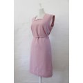 VINTAGE PINK SLEEVELESS BELTED DAY DRESS - SIZE 14