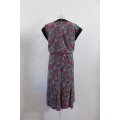VINTAGE ABSTRACT PRINTED PINK BLACK DAY DRESS - SIZE 14