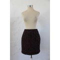 ITALIAN WOOL BOUCLE KNIT BLACK RED PENCIL SKIRT - SIZE 8
