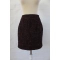 ITALIAN WOOL BOUCLE KNIT BLACK RED PENCIL SKIRT - SIZE 8