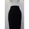 VINTAGE WOOL NAVY BLUE HIGH WAIST PENCIL MIDI SKIRT - SIZE 8