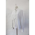 VINTAGE WHITE PLEATED CUT-OUT EMBROIDERY TIE NECK BLOUSE SHIRT TOP - SIZE 18