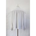 VINTAGE WHITE PLEATED CUT-OUT EMBROIDERY TIE NECK BLOUSE SHIRT TOP - SIZE 18
