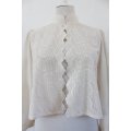 VINTAGE CREAM EMBROIDERED HIGH COLLAR TOP BLOUSE SHIRT - SIZE 12