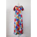 VINTAGE FLORAL RED BLUE WHITE PRINTED MAXI NIGHTDRESS - SIZE L