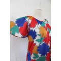 VINTAGE FLORAL RED BLUE WHITE PRINTED MAXI NIGHTDRESS - SIZE L