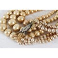 VINTAGE STERLING SILVER CLASP GOLD BEADED NECKLACE