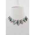 VINTAGE HAND MADE CARVED ABALONE SHELL NECKLACE CHOKER