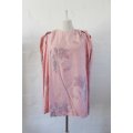 100% SILK VINTAGE PINK FLORAL SLEEVELESS TOP BLOUSE - SIZE L