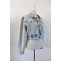 VINTAGE RONALD SASSOON BLUE ACID WASHED DENIM CROPPED JACKET - SIZE 12