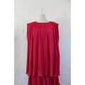 VINTAGE PLEATED HOT PINK TIERED COCKTAIL PARTY DRESS - SIZE 12