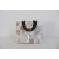 MOTHER OF PEARL SHELL MOSAIC SMALL HANDBAG PURSE BAG