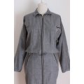 VINTAGE ZIPPER DETAIL GREY FITTED DRESS - SIZE 12
