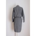 VINTAGE ZIPPER DETAIL GREY FITTED DRESS - SIZE 12