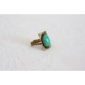 VINTAGE GREEN STONE BRASS HAND MADE ADJUSTABLE RING