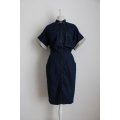 VINTAGE DARK BLUE DENIM JEAN BUTTON DOWN SHIRT DRESS - SIZE 12