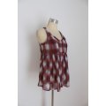*COUNTRY ROAD* DESIGNER PLAID CHECK RED SILK TOP BLOUSE - SIZE S