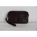 *BUSBY* GENUINE LEATHER BROWN UNISEX CLUTCH BAG PURSE WALLET