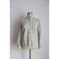 VINTAGE GREEN BLUE STRIPED BLOUSE SHIRT TOP - SIZE 6