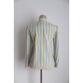 VINTAGE GREEN BLUE STRIPED BLOUSE SHIRT TOP - SIZE 6