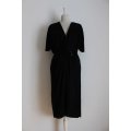 VINTAGE BLACK GATHERED FRONT SEQUINED COCKTAIL PARTY DRESS - SIZE 12