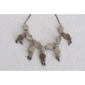 VINTAGE GEM STONE SILVER PLATED TRIBAL STATEMENT NECKLACE