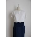 VINTAGE PLEATED WHITE NAVY DAY DRESS - SIZE 12