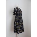 VINTAGE NAUTICAL PRINT NAVY TWO PIECE PLEATED SKIRT TOP - SIZE 16