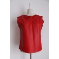 *GENUINE LEATHER* VINTAGE RED SLEEVELESS VEST TOP - SIZE 14