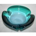 A STYLISH MURANO (1KG) TURQUOISE BLUE ASHTRAY STUNNING GLASS PIECE!!!