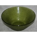 A MAGNIFICENT LARGE VINAGE GREEN FRUIT OR SALAD BOWL - LOVE THE COLORED GLASS!!!!