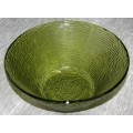 A MAGNIFICENT LARGE VINAGE GREEN FRUIT OR SALAD BOWL - LOVE THE COLORED GLASS!!!!