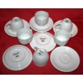 A COLLECTION OF SIX CRISP WHITE SCONTINENTAL SUPRADURA - SABS - SIX CUPS WITH SAUCERS