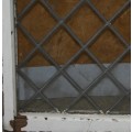 A GORGEOUS LEAD GLASS WINDOW WITH THE ORIGINAL SOLLID WOOD FRAME AMAZING