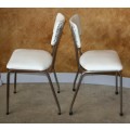 TWO CRISP WHITE VINTAGE KITCHEN CHAIRS WITH A STEEL FRAME - RETRO CHIC!!!
