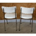 TWO CRISP WHITE VINTAGE KITCHEN CHAIRS WITH A STEEL FRAME - RETRO CHIC!!!