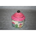 A GORGEOUS HOUSE SHAPED JAM JAR  WITH  BEAUTIFUL VIBRANT COLORS - STUNNING COLLECTORS ITEM
