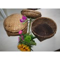 THREE FANTASTIC RICE BASKETS WITH LIDS - STUNNING DECOR - PERFECT TO HIDE THINGS THAT YOU NEED