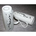 Two fantastic tall lace effect bullet mugs in white decorated with Dalmation