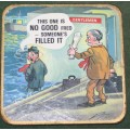 8 VINTAGE FUNNY CHARACTER COASTERS - SOME ARE BIT WORN - BUT SO FUNNY - 1 BID TO TAKE THEM ALL