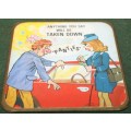8 VINTAGE FUNNY CHARACTER COASTERS - SOME ARE BIT WORN - BUT SO FUNNY - 1 BID TO TAKE THEM ALL