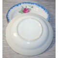 Two Saucers Stunning porcelain - with Blue Trimming and Pink Flower design for spares or wall decor
