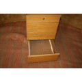 A FANTASTIC OAK FINISHED CREDENZA WITH A STATIONARY DRAWER OR PERFECT TO PUT YOUR CD COLLECTION IN