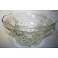 Vintage Crystal Glass Scalloped Edge Bowl with Grape Sunshiny Design!  For fancy salads!!!
