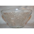 Vintage Crystal Glass Scalloped Edge Bowl with Grape Sunshiny Design!  For fancy salads!!!