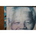 A FANTASTIC VINTAGE ELECTION POSTER ON BOARD OF PRESIDENT NELSON MANDELA