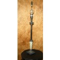 A SPECTACULAR TALL TABLE LAMP WITH A GORGEOUS BASE AND PORCELAIN DETAIL - ELEGANCE AND STYLE!!