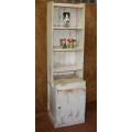 A GORGEOUS TALL SHABBY CHIC CUPBOARD WITH LOTS OF SHELVING AND ONE DOOR AT THE BOTTOM - STUNNING!!!