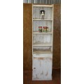 A GORGEOUS TALL SHABBY CHIC CUPBOARD WITH LOTS OF SHELVING AND ONE DOOR AT THE BOTTOM - STUNNING!!!